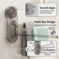 Sink Towel Rack Wall Mounted Holder with Rotating Swivel Design for Bathroom, Suction Cup Storage for Students and Kitchen Countertop