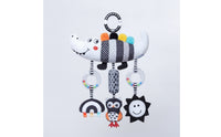 High-Contrast Hanging Toy with Rattle Rings Soft Soft Stroller Hanger Safe Baby Rattle Hanging Toy Early Development for Newborns