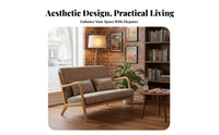 Retro Design Upholstered Wooden Frame Armchair Comfortable Seating Commercial Furniture Modern Simple Design Lounge Set Ergonomic Backrest for Business Owners, Interior Designers, Cafe Patrons, Restaurant, Hotel Lobby, Reception Area, Living Room