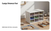 Large Capacity Transparent Bead Organizer Space-Saving 9-Drawer Storage Box Multipurpose for Crafters, Makeup Users, Desktop, Desk, Bedroom