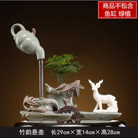 陶瓷自动循环水鱼缸流水增氧过滤器摆件鱼盆喷泉瀑布室内家用造景