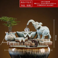 陶瓷自动循环水鱼缸流水增氧过滤器摆件鱼盆喷泉瀑布室内家用造景