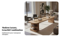Solid Wood Library Table Minimalist Design Reception Area Table Set Built-in Lighting Commercial Furniture for Interior Designers, Lobby, Sales Center