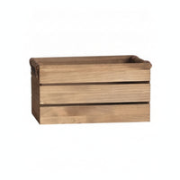 Storage Basket with Leather Straps Rectangular Wooden Container with Handles Portable Wooden Storage Bin for Countertop, Kitchen