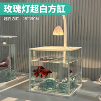 高颜值斗鱼缸2025新款客厅小型桌面缸创意造景小夜灯超白玻璃鱼缸