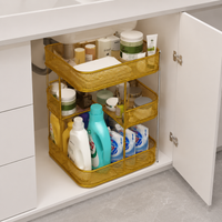 Kitchen Storage Rack, Under-Sink Storage, 3-Tier, Metal, Height 35cm, Space-Saving