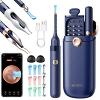 HD Visual Ear Cleaner with Soft Head, Light, and Storage, Blue-White