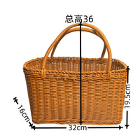 藤编户外野餐篮摘菜篮子中国结手提篮手工编织篮子水果蔬菜收纳