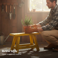 Small Four-Legged Pedestal Distressed Finish Plant Stand Retro Design for Patio
