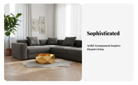 Faceted Base Table Gold Finish Living Room Furniture Minimalist Aesthetic Luxury Design for Homeowners, Business Owners