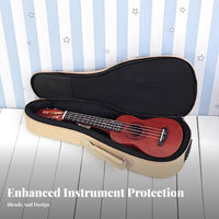Padded Ukulele Case 15mm Thick Padding Soft Ukulele Carrying Bag Musical Instrument Accessory Adjustable Shoulder Strap for Gigs