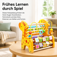 Motor Skill Cube Busy Board for Ages 1+, Activity Cube Wooden Material 22x18x22cm, Bead Maze, Abacus, Animals, Educational for Kids' Room