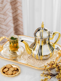 Stainless Steel Moroccan Teapot with Gold Finish