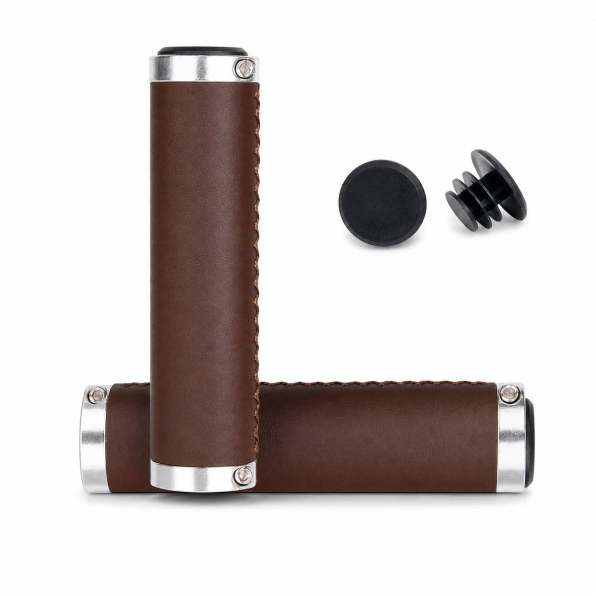Leather Handlebar Grips Comfortable Lock-on Grips Soft Breathable for Cyclists, Commuter Bikes, Road Riding