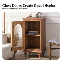 Wooden Nightstand with Glass Door French design End Table centuryera Modern Design adaptable Use for Living Room, Small areas