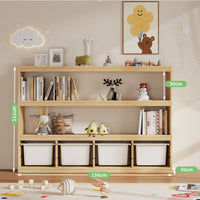 Child S Toy Storage Cabinet Shelf Organizer Solid Wood Construction Child-friendly Design Wooden Cubby Spacious Bins Suitable for Toddlers Infants Playroom Bedroom Home Decoration