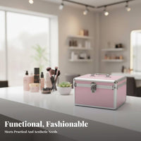 Portable Makeup Train Case Two-Tier Tray Makeup Train Case Large Capacity