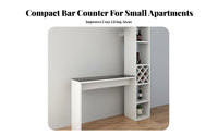 Modern Simple Design Bar Table with Storage Shelves Multi-Functional Design Living Room Partition Table Space Saving Wine Rack Bar Counter Built-in Glass Holder for Apartment Dwellers, Homeowners, Party Hosts, Entryway, Entertainment Area, Kitchen