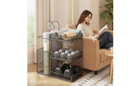 Home Gym Storage Rack Wirefitness Storage Rack Mat Storage Rack Large Capacity Gym Organizer with Side Compartment for Fitness Enthusiasts, Yogis