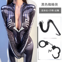 蜘蛛侠紧身衣女性感cos服成人开档纯欲二次元抖音同款cosplay服装 黑色蜘蛛侠（拉链开档）+情调手铐 M【80-100斤】保密发货