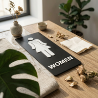 Wall-Mounted Restroom Plaque Slim Black Restroom Sign