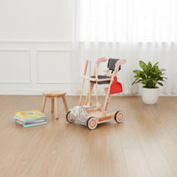 Educational Wooden Pretend Housekeeping Trolley Good Hygiene Habits Wooden Cleaning Trolley Toy Multifunction for Girls, Playroom, Home