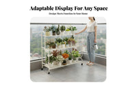 Three-Tier Rolling Plant Trolley Multitier Design Flower Rack 360-Degree Rotating Wheels Large Capacity for Homeowners, Florists