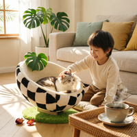 Eggshell Cat Bed Semi-Enclosed Soccer Cat Bed Scratch-Friendly Furniture for Cats, Pet Owners