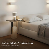 Square Block Side Table Wabi-Sabi Design Nightstand Cream-Colored for Homeowners