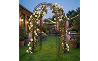 Metal Garden Arch Stable Base Scrollwork Arch Trellis Ground Stakes Arched Trellis for Park