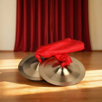 Hand Cymbals Polished with Red Ties Shiny Finger Cymbals for Artists, Ceremonies