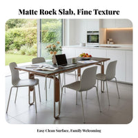 Sintered Stone Top Rectangular Wood-Leg Table German Modernist Inspired Dining Room Furniture Nordic Design mid-centuryera Modern design for Families, Homeowners, partners, Kitchen, Home, Restaurant