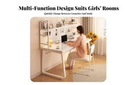 Multi-Functional Desk with Hutch and Pegboard Modern Design Vanity Table Integrated Shelving Bedroom Furniture Space-Saving for Makeup Enthusiasts, Students, Teenagers, Small Areas, Apartment, Dorm Room, Home Office