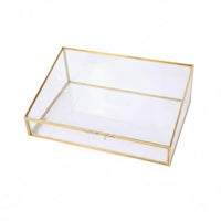 Trapezoid Glass Display Case Gilded Finish Frame Lidded Glass Case Clear View