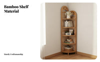 Retro Design Multi-Tier Corner Shelf Space-Saving 6-Tier Corner Shelf Sturdy Construction Bookcase Large Capacity for Interior Design Enthusiasts, Apartment Dwellers, Living Room, Bedroom, Balcony, Kitchen