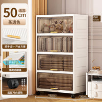收纳柜子置物柜家用防尘储物柜多层零食玩具收纳架宝宝衣柜置物架 纯白色【50面宽】4层☆带万向轮