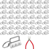 50 Pieces Key Loop with Clamp Easy to Install Keychain Fob Hardware Heavy-Duty