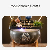 Creative Flowing Water Ceramic Decor with LED Light