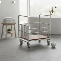Rolling Laundry Basket Silver-Toned Wire Laundry Basket Ventilated Design