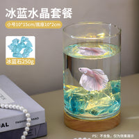 发光斗鱼缸创意新款圆柱缸2025客厅小型桌面缸生态造景工位小鱼缸