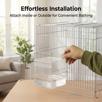 Bird Bath Box with Hooks, Transparent Acrylic Bird Bath Tub for Cage, Parrot Bath Box for Pet Bathin - Image 7