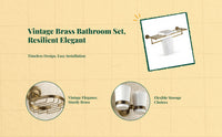 Brass Antique Bathroom Hardware Set, European Wall-Mount Kit