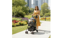 Mesh Pet Stroller with Detachable Carrier Spacious Pet Stroller with Cup Holder Lightweight Stable for Small Pets, Dogs