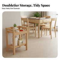 Wooden Tea Table Multi-Purpose 2-Tier Side Table Heavy-Duty for Bedroom, Renters