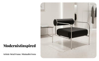 Curved Frame Armchair Modernist Inspired Upholstered Armchair Modern Minimalist Comfortable Cushioning for Boutsideique