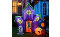 Indoor Outdoor Inflatable House with LED Lights Lighted Haunted House Inflatable Pre-Lit Halloween Decoration Light-up for Families, Yard, Lawn