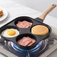 4-Section Egg-Cooking Pan with Lid Breakfast Skillet Even Heating