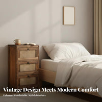 Woven Drawer End Table Nordic Design Nightstand space-saving Size for Living Room