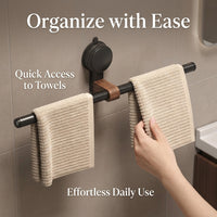 Hanging Rack Single Bar, Premium Walnut Wood Finish Towel Bar for Washroom, Punch Installation for Homeowner, Nordic Style Bathroom Storage