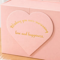 Square Gift Box with Lid Paper Heart Pattern 21x21x8cm Cardboard for Birthdays
